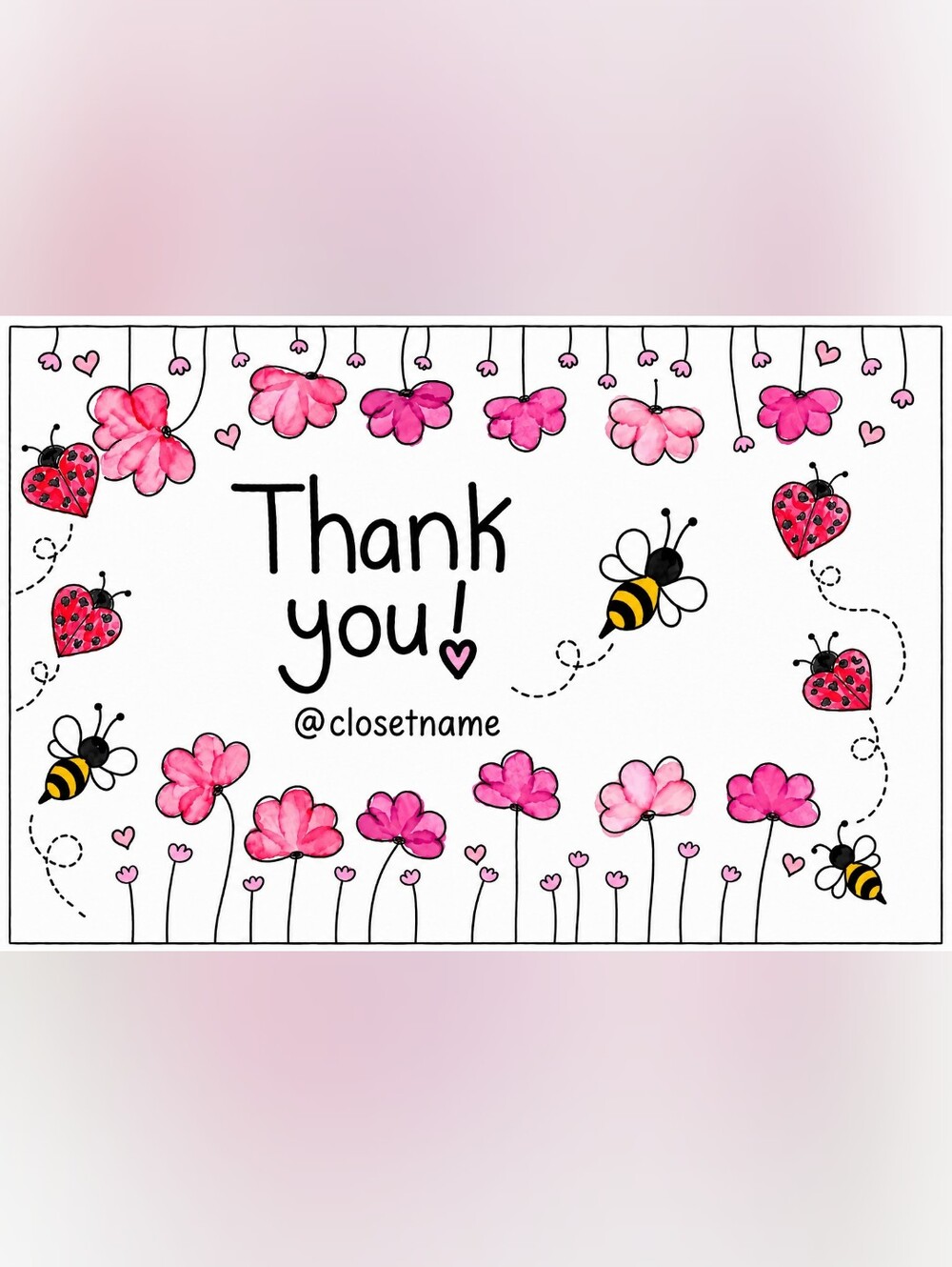 Thank You Florals & Bugs 50 Count Business Cards